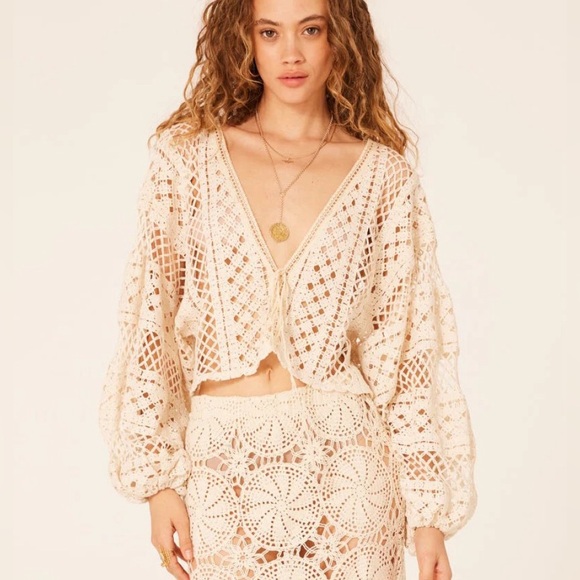 Jen's Pirate Booty Tops - Free People / Jen’s Pirate Booty Crochet Madrigal Cropped Blouse
